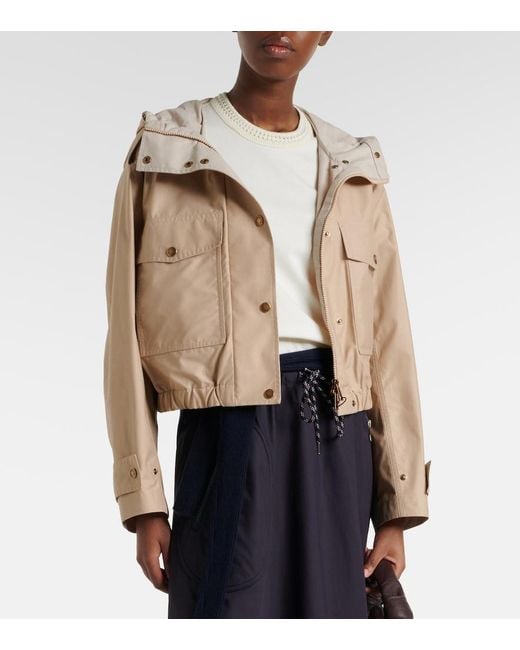 Moncler Natural Carex Cropped Hooded Cotton-Blend Poplin Jacket