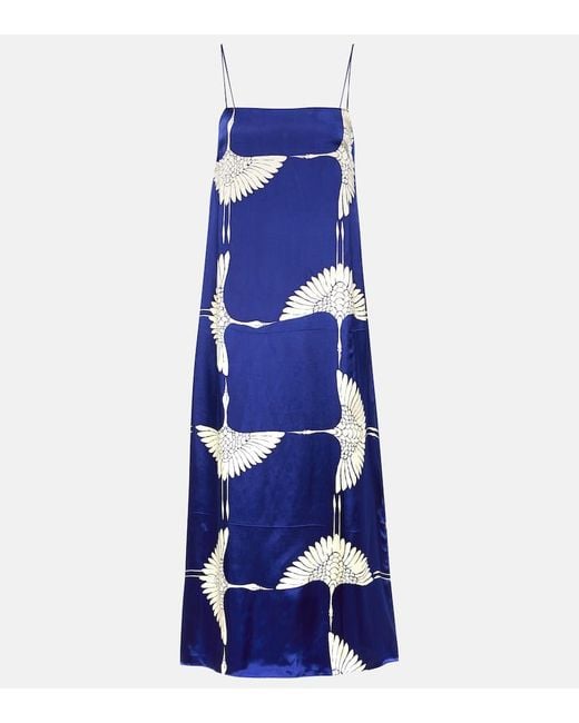 Vestido lencero Sicily de sarga Khaite de color Blue