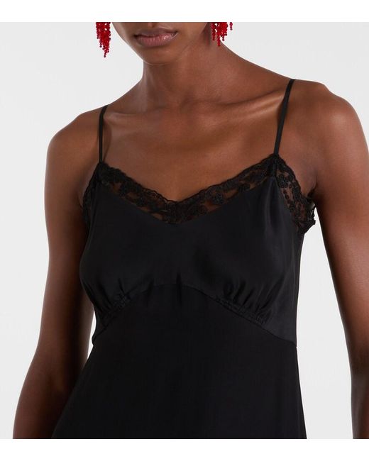 Simone Rocha Black Slipdress Aus Satin Mit Spitze