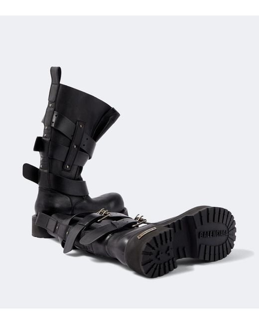 Balenciaga Black Venom Leather Biker Boots for men
