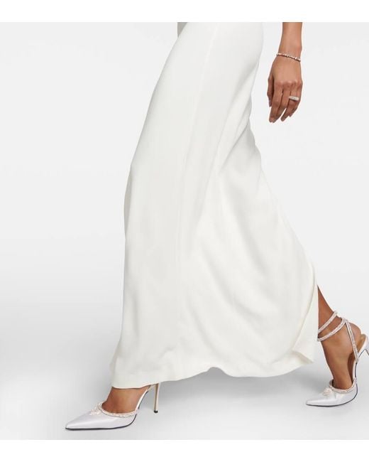 Nensi Dojaka White Bridal Cutout Crepe Gown