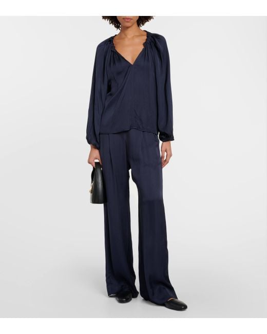 Pantalon ample Livi en satin Velvet en coloris Blue