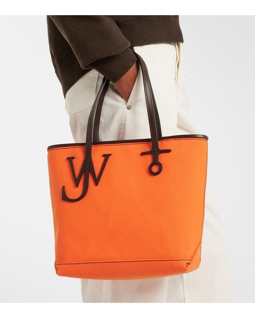 J.W. Anderson Orange Anchor Small Leather-Trimmed Tote Bag
