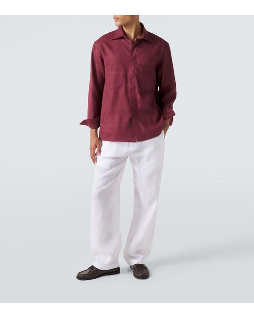 Saman Amel Red Regis Silk Shirt for men