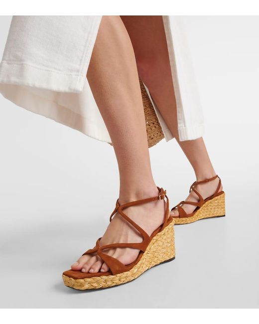 Jimmy Choo Brown Wedge-Sandalen Ayla Aus Veloursleder