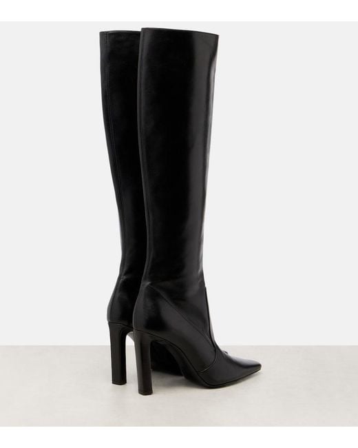 Saint Laurent Black Francoise 95 Leather Knee-High Boots
