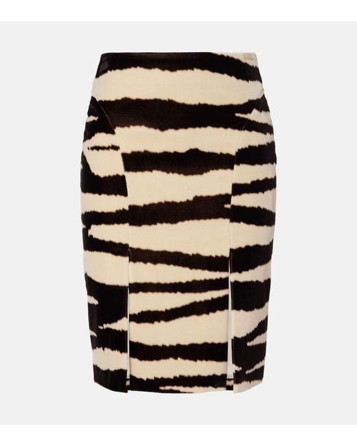 Nina Ricci Black Zebra-Print Cotton Pencil Skirt