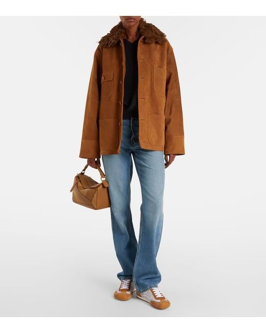 Plan C Brown Oversized Leather Jacket
