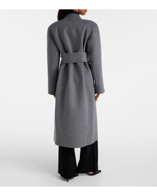 Khaite Gray Deena Wool Wrap Coat