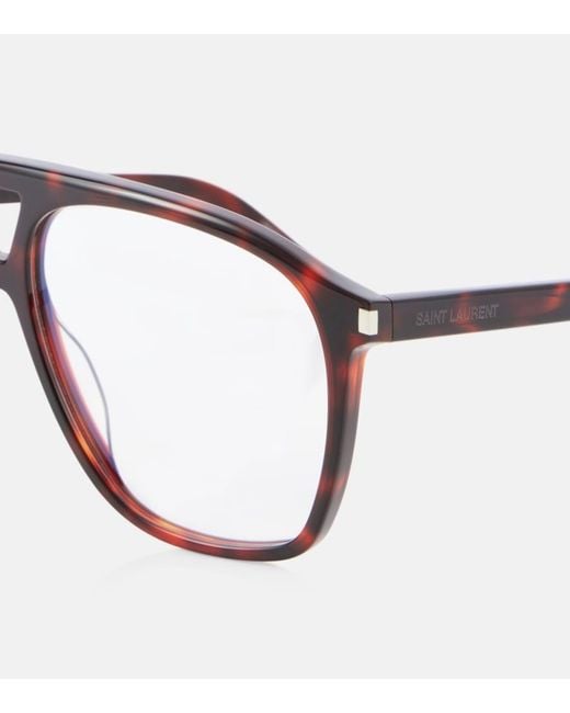 Saint Laurent Brown Acetate Aviator Sunglasses