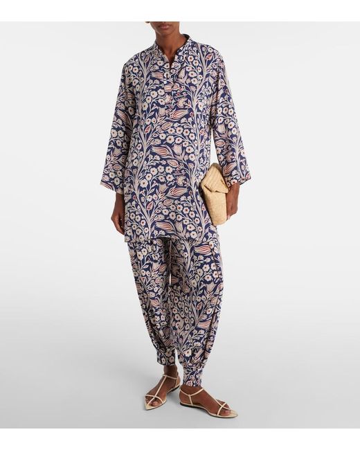 Loro Piana Blue Floral Silk Tunic