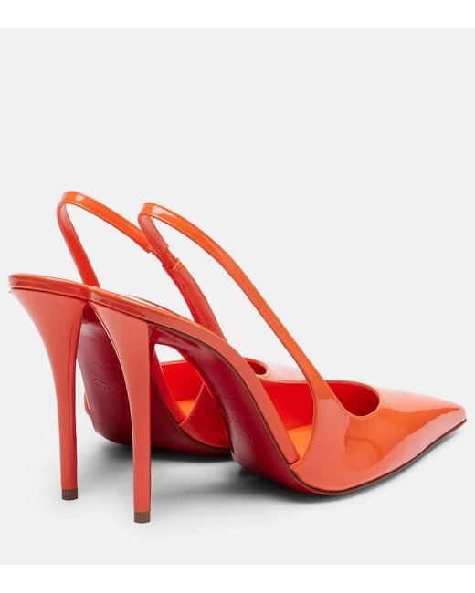 Christian Louboutin Red Miss Z 100 Patent Leather Slingback Pumps