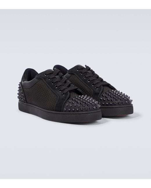 Christian Louboutin Black Seavaste 2 Orlato Leather And Woven Low-top Trainers for men
