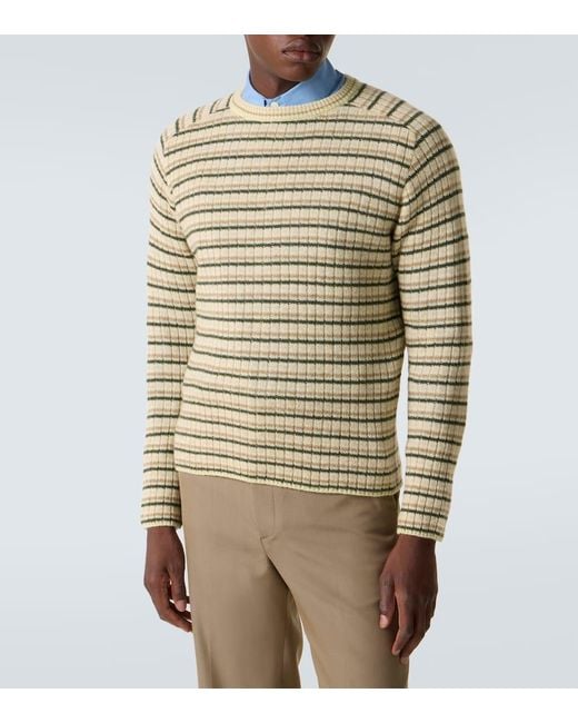 Auralee Natural Striped Wool And Cashmere Sweater for men
