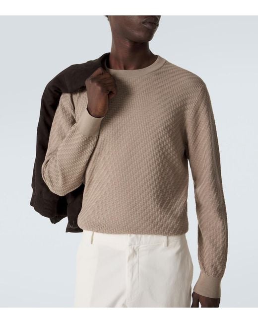 Brioni Natural Cotton, Silk, And Cashmere Sweater for men