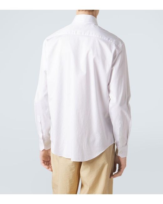 Giorgio Armani White Archivio Pinstripe Cotton Shirt for men