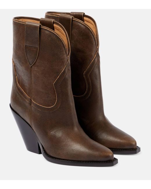 Isabel Marant Brown Leyane Leather Cowboy Boots