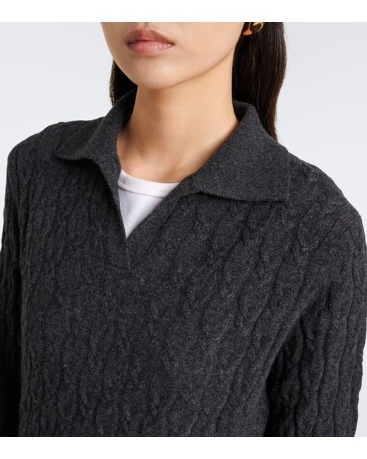 Jardin Des Orangers Blue Cable-Knit Cashmere Polo Sweater
