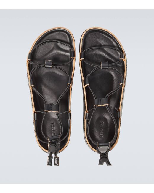Lemaire Black Leather Gladiator Sandals for men