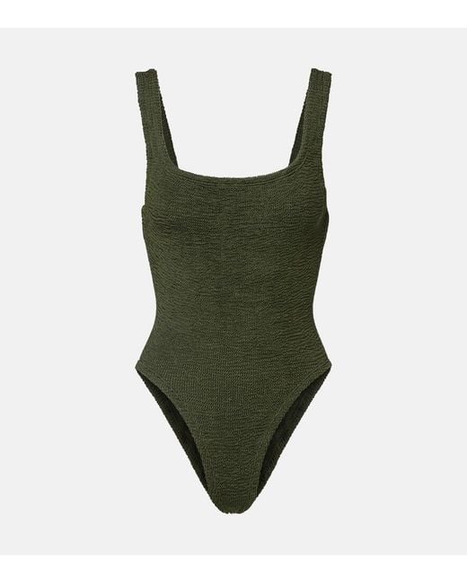 Hunza G Green Square Neck Swimsuit