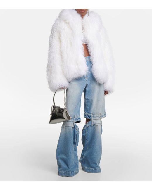 Manteau raccourci en shearling The Attico en coloris White