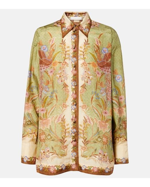 Zimmermann Metallic Indra Printed Silk Shirt