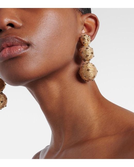 Oscar de la Renta Metallic Embellished Clip-On Earrings