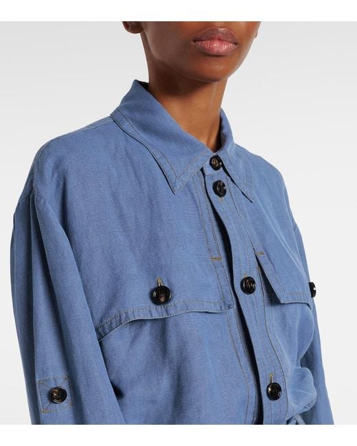 Bottega Veneta Blue Hemdblusenkleid