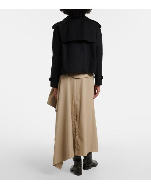 Burberry Natural Heather Asymmetric Cotton Midi Skirt