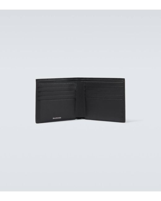 Balenciaga Embossed Monogram Quadratische Falt-Brieftasche Aus Boxkalbleder in Black für Herren