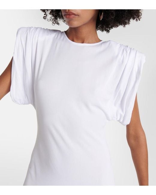 Wardrobe NYC White Ruched Jersey Midi Dress