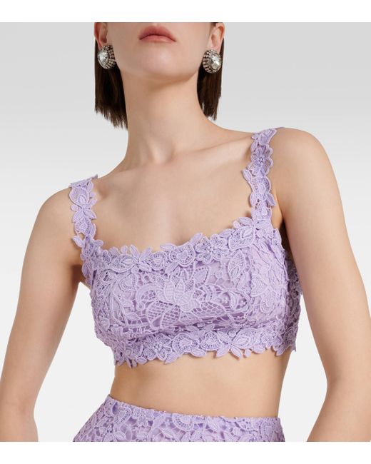 Carolina Herrera Purple Lace Guipure Bra Top
