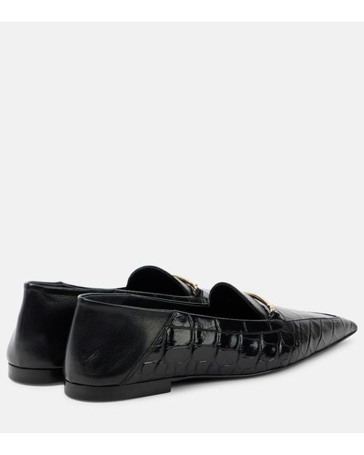 Victoria Beckham Black Morsetto Croc-Effect Leather Loafers