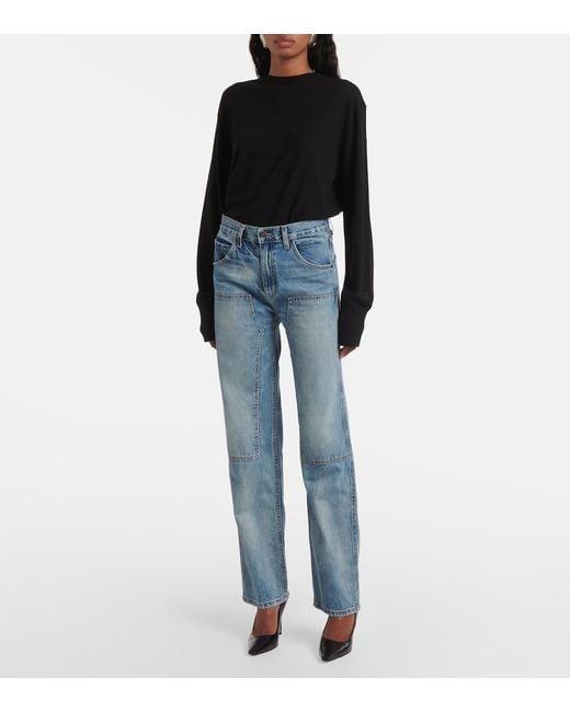 Nili Lotan Blue Welder Mid-Rise Straight Jeans