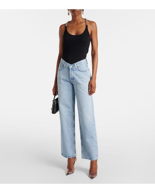 Jeans V-Waist Baggy A Gamba Larga E Vita Alta di Agolde in Blue