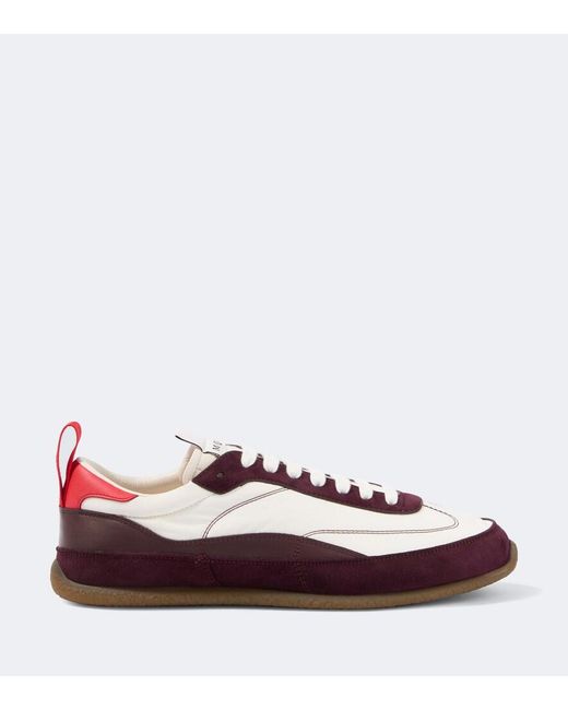 McQueen Red Ec1 Suede-Trimmed Leather Sneakers for men