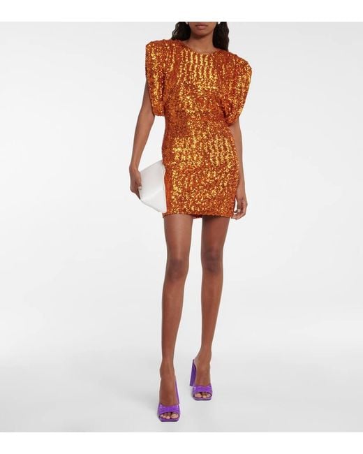 The Attico Orange Annie Sequined Minidress