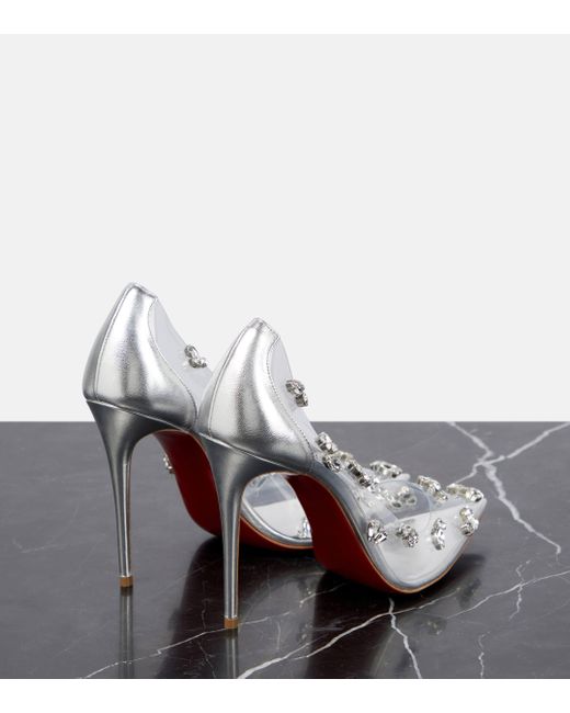 Christian Louboutin White Degraqueen Embellished Pvc Pumps