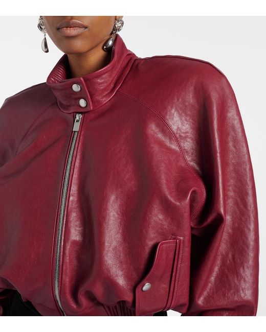 Magda Butrym Red Cropped Leather Jacket