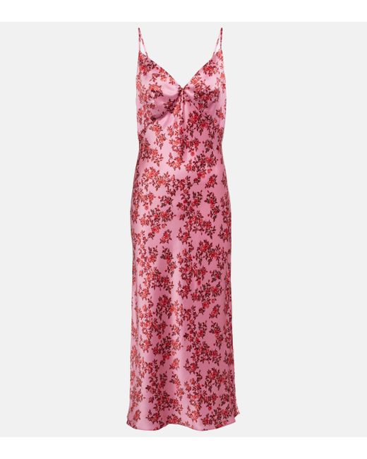 Emilia Wickstead Red Trinny Floral Silk Satin Slip Dress