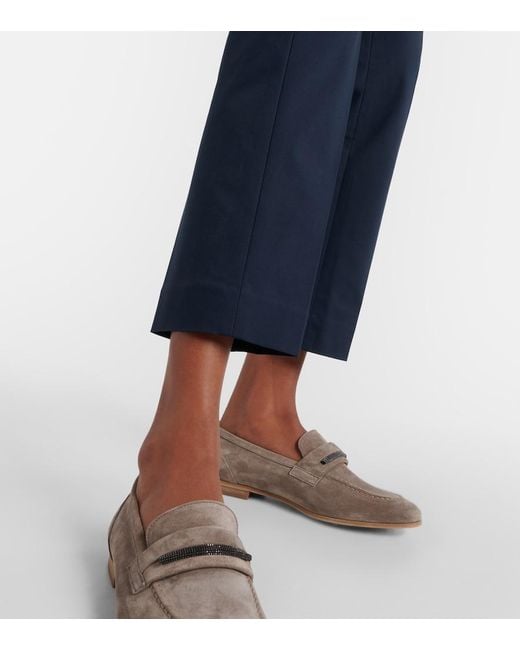 Brunello Cucinelli Blue Cotton-Blend Twill Chinos
