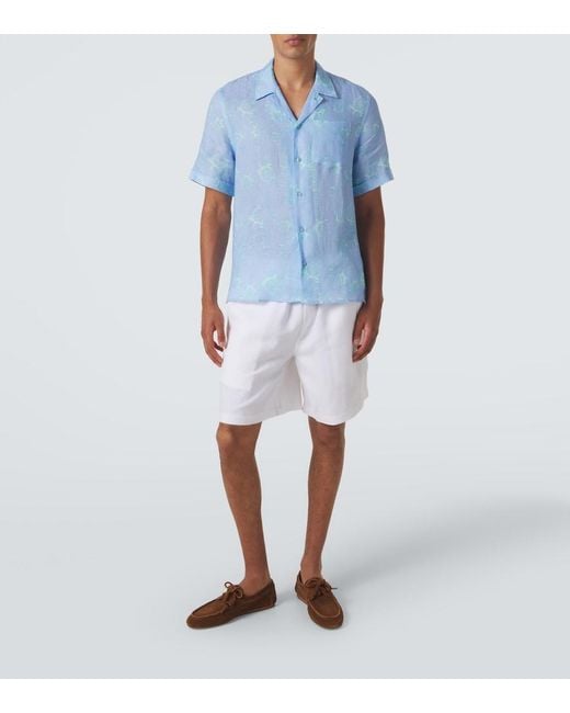 Vilebrequin Blue Printed Linen Shirt for men
