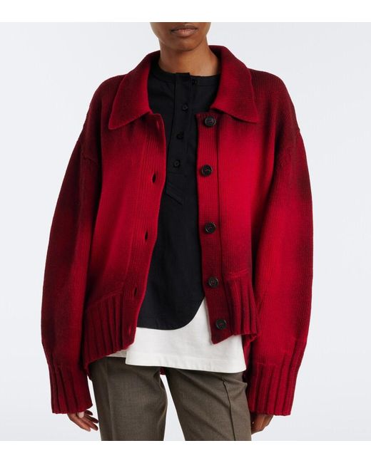 The Attico Red Ombre Oversized Wool And Cashmere Cardigan