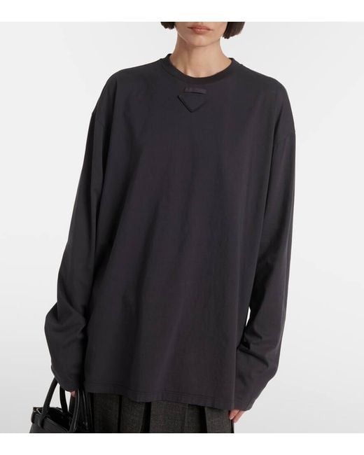 Prada Blue Oversize-Top Aus Baumwolle