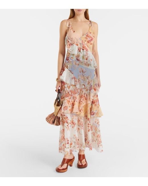Zimmermann Pink Awaken Floral Cotton And Silk Maxi Dress