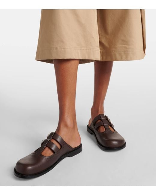 Loewe Brown Campo Leather Mules