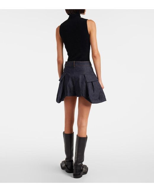 Sacai Blue High-Rise Denim Shorts
