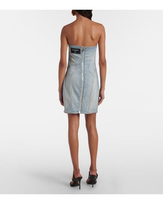 Balmain Blue Short Denim Dress