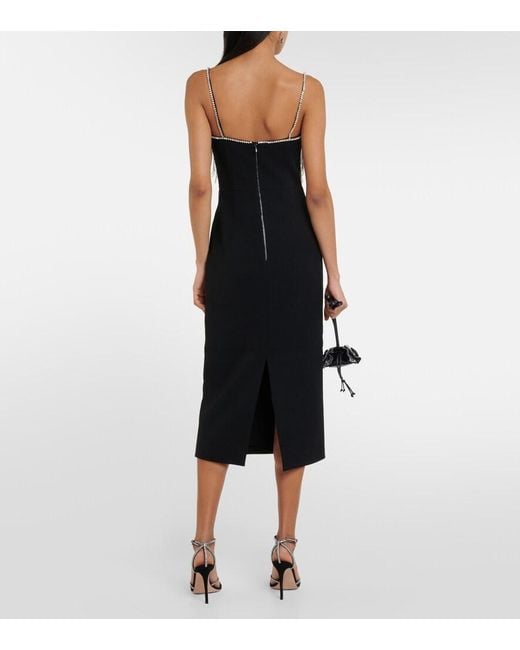 Rebecca Vallance Black Estelle Embellished Crepe Midi Dress
