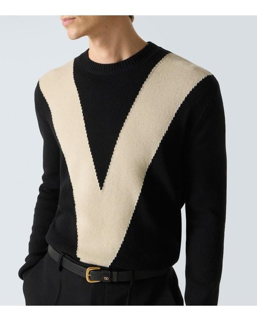 Valentino Black Virgin Wool Sweater for men